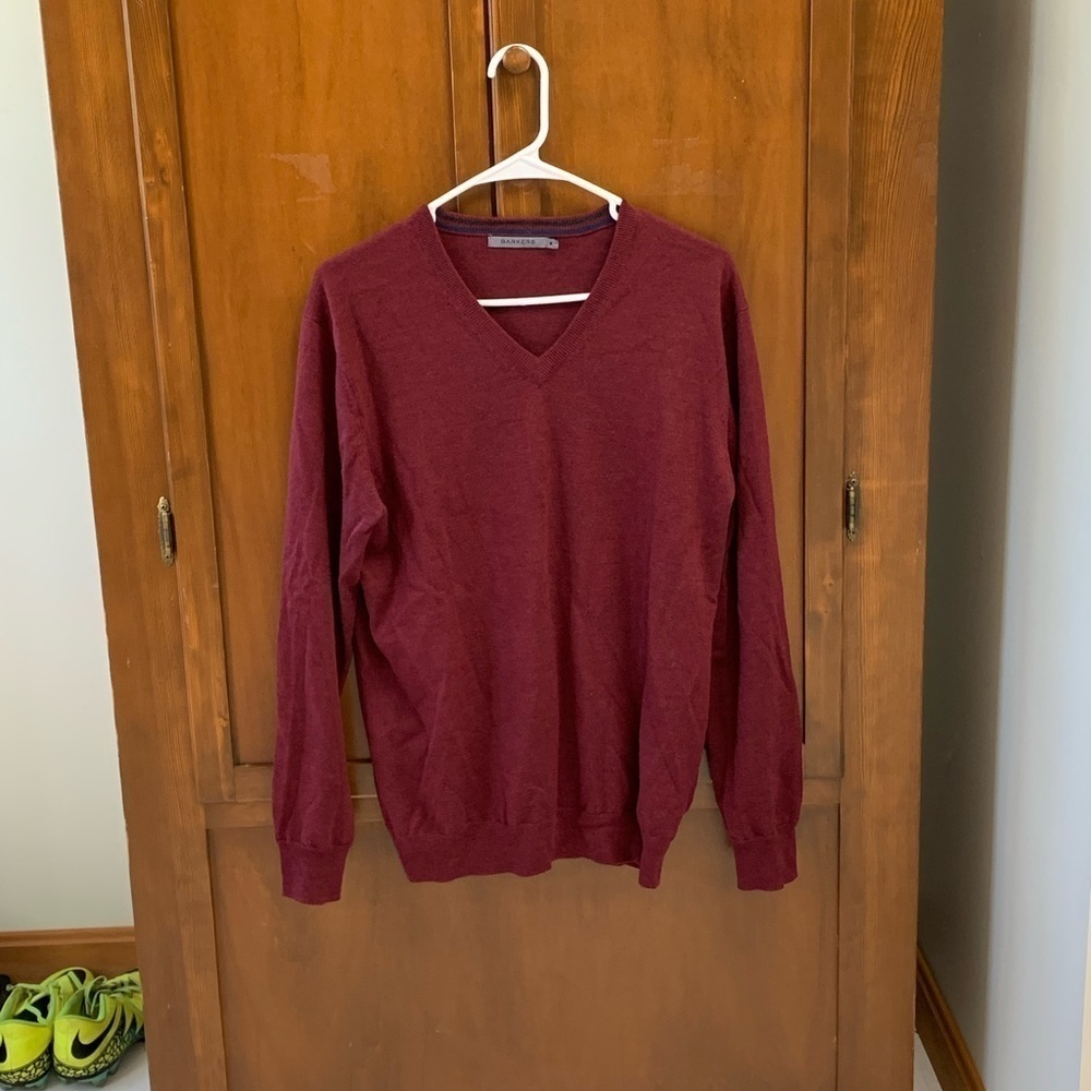 BARKERS New Zealand 💯 merino wool burgundy sweater #eclectic grandpa mens MED